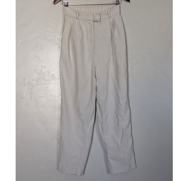 H&M Pants Womens Size 4 High Rise Pleated Straight Leg Khaki Pockets Preppy‎ - Picture 11 of 11